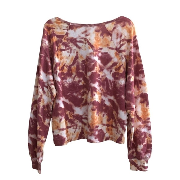 wildfox Sweat Dry Rose Apricot Tan Washed Tie Dye Sweatshirt - Picture 2 of 9